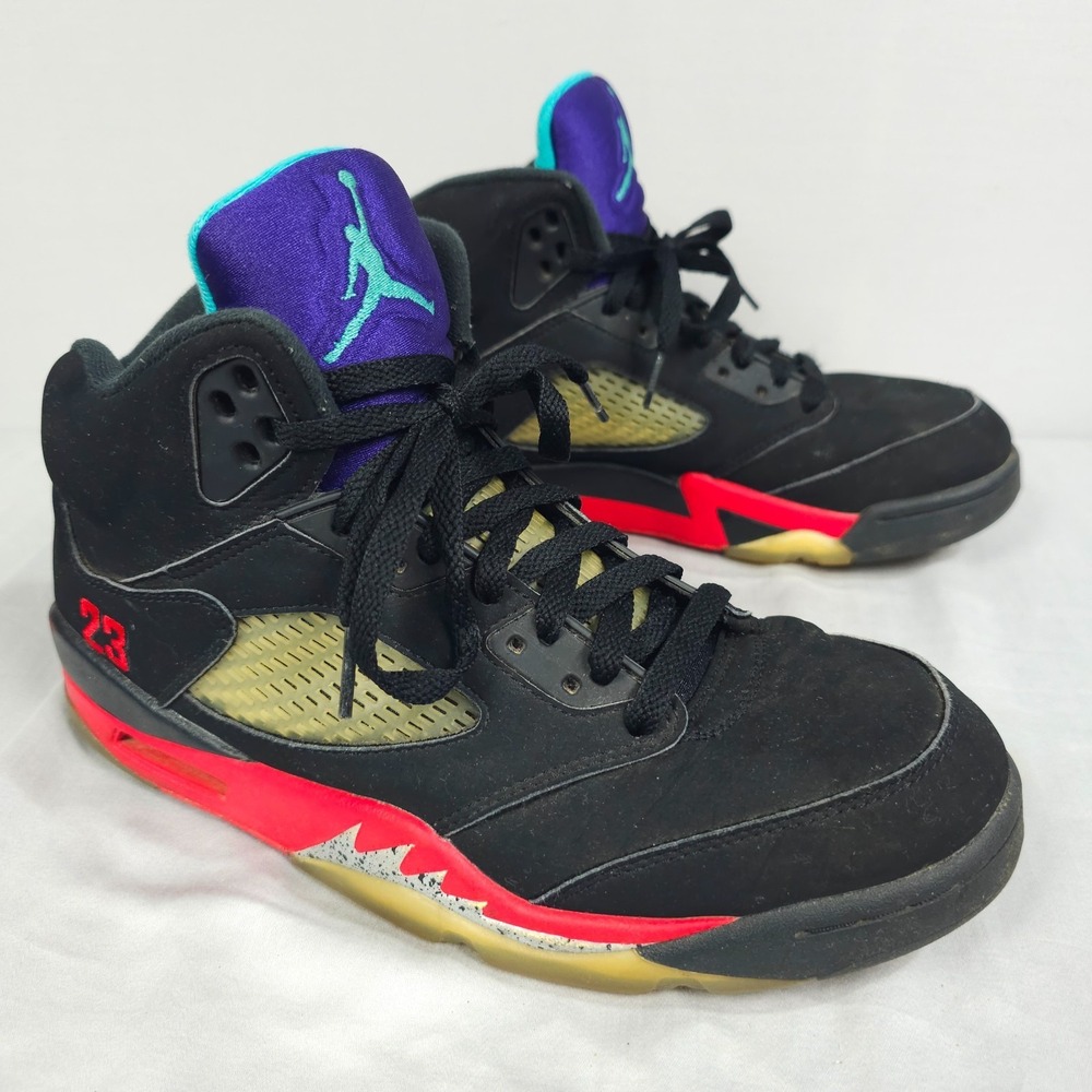 Nike Air Jordan 5 Top 3 Shoes Men Size 8.5 Black Suede Bred Grape CZ1786-001